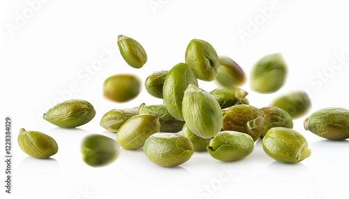 falling caper , isolated on white background. photo