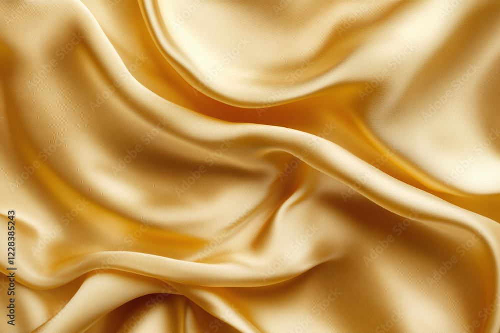 Obraz premium Elegant Golden Silk with Flowing Fabric Folds, Warm Beige Tones, and Luxurious Satin Texture for Premium Backdrops and Graceful Designs
