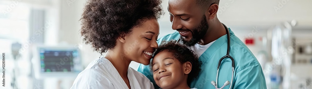Healthcare worker comforting a grieving family in a hospital setting Healthcare worker comforting a grieving family in a hospital setting