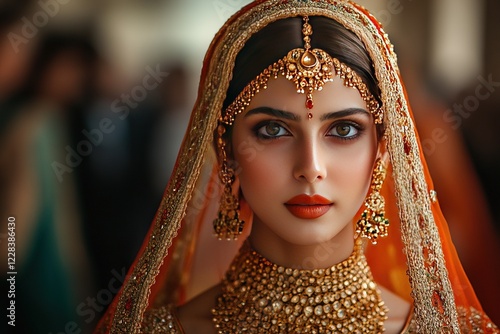Beautiful bride in traditional Indian wedding attire.