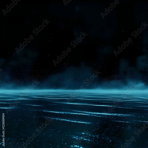 Wallpaper Mural Dark Blue Ocean Waves Glow Under a Starry Night Sky Abstract Background Torontodigital.ca