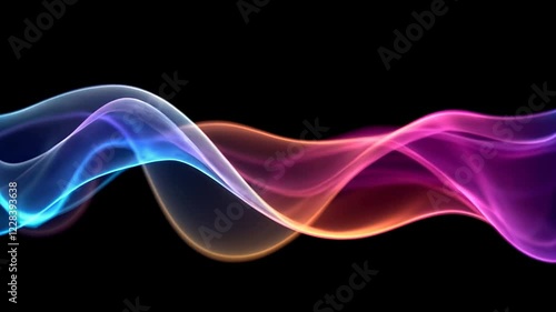 A mesmerizing abstract flow of vibrant colors against a stark black background creates a captivating visual
