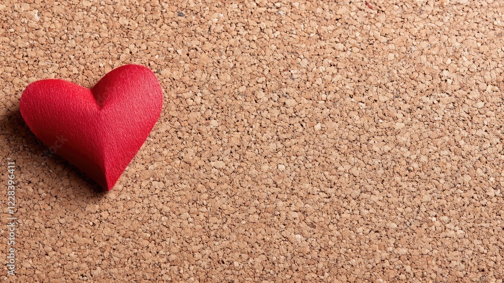 Red heart on corkboard symbolizes love and affection Red heart on corkboard symbolizes love and affection