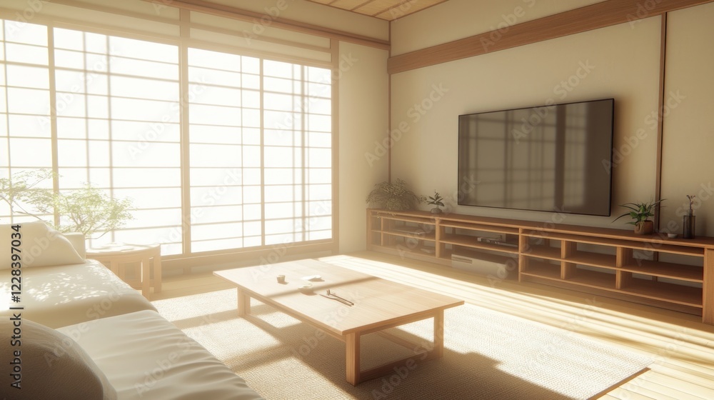 Fototapeta premium Japanese Minimalist Living Room