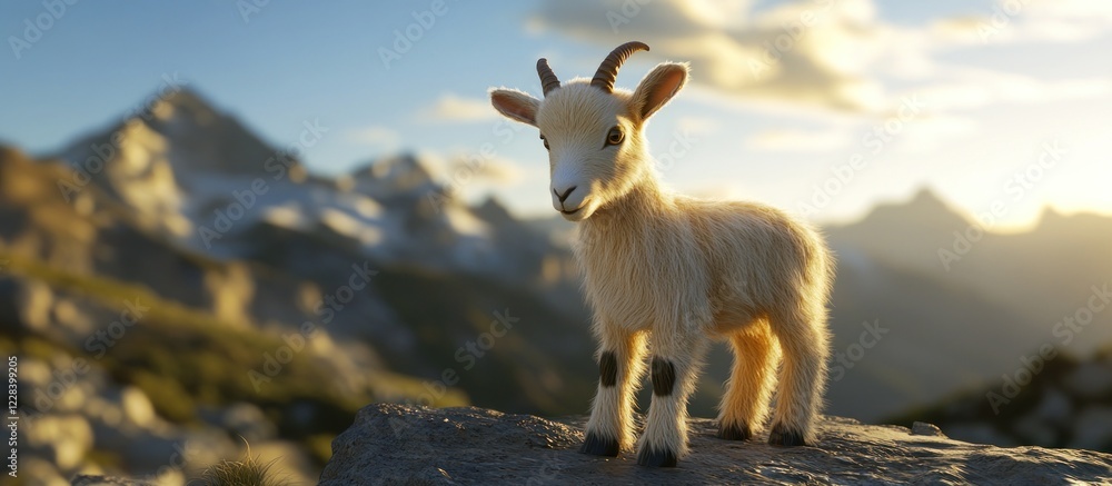 Obraz premium Cute Goat on Mountaintop