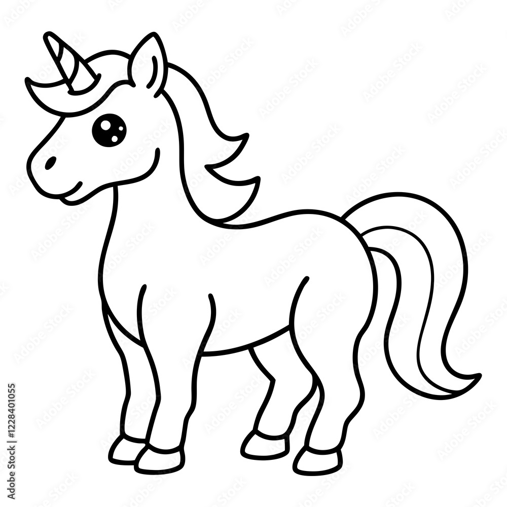 Cute Silhouette Unicorn Line Art Black Vector Carton Illustratio Cute Silhouette Unicorn Line Art Black Vector Carton Illustratio