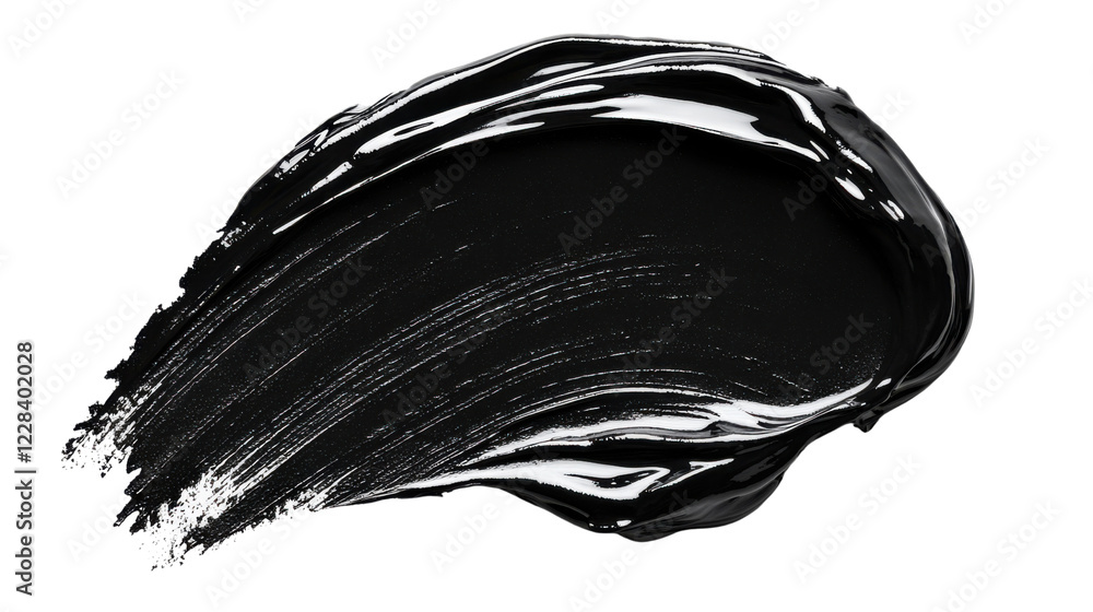 Bold black paint stroke on transparent background. Transparent background