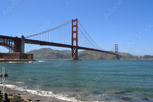 Golden Gate Bridge and San Francisco Bay. Scenic Landscape with Ocean View