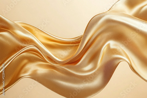 Elegant Flowing Golden Waves with Glowing Particles on a Dark Background, Abstract Futuristic Texture and Luxury Artistic Design
