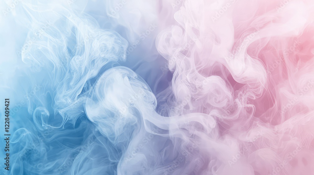 Ethereal Swirls of Blue and Pink Smoke on a Soft Background Ethereal Swirls of Blue and Pink Smoke on a Soft Background