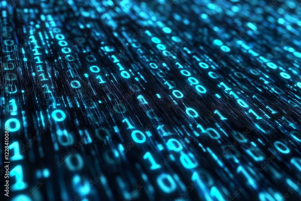 Digital binary code flowing in a futuristic design layout Digital binary code flowing in a futuristic design layout