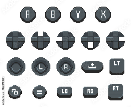 Pixel art video game controller buttons