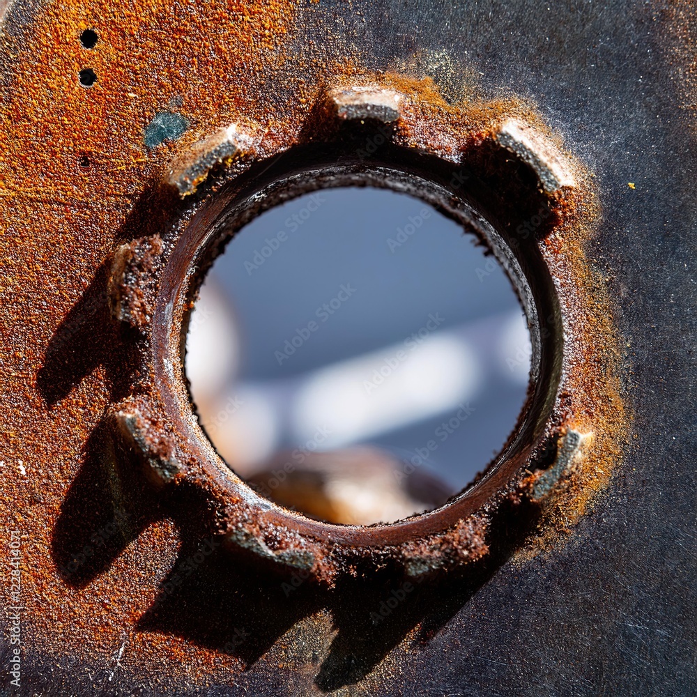 Rusty Gear with Reflection in Round Opening Rusty Gear with Reflection in Round Opening