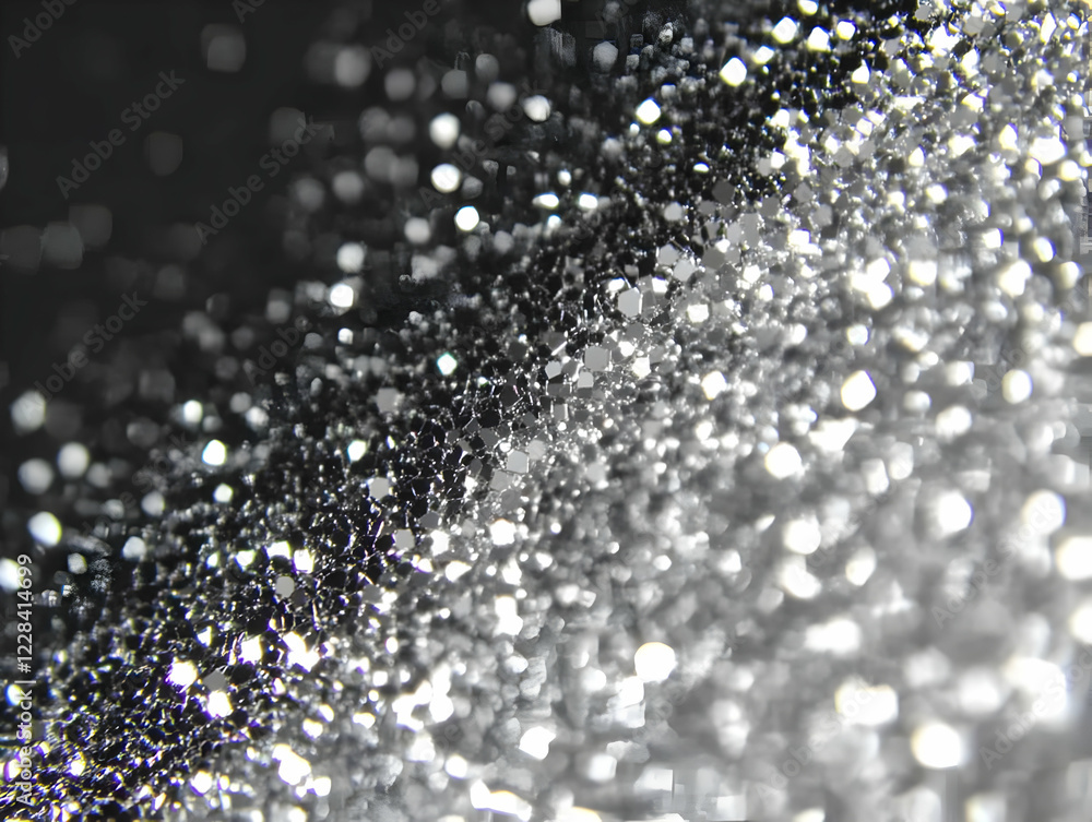Silver Glitter Sparkles Creates a Dazzling Background on a Dark Surface Silver Glitter Sparkles Creates a Dazzling Background on a Dark Surface