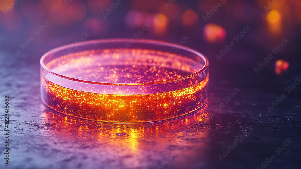 Petri dish with glowing patterns symbolizing the spread of infectious disease minimalistic bright tone modern blurred empty blank caption space on the side Petri dish with glowing patterns symbolizing the spread of infectious disease minimalistic bright tone modern blurred empty blank caption space on the side