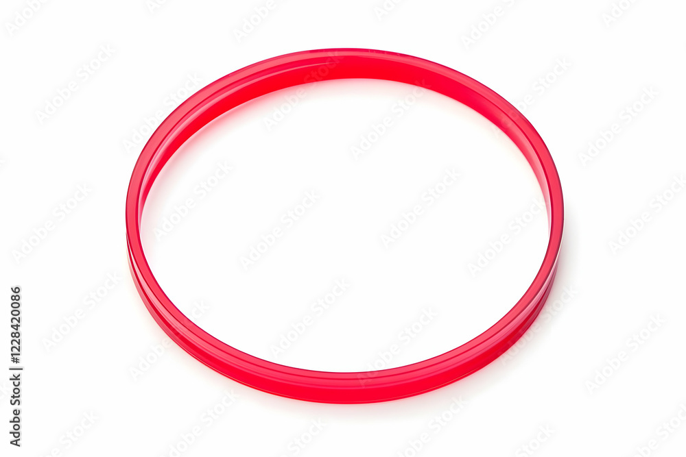Red Plastic Ring Isolated on White Background Perfectly Circular Shape. Red Plastic Ring Isolated on White Background Perfectly Circular Shape.