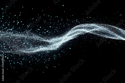 Wallpaper Mural Abstract wave of shimmering particles flows gracefully against a dark background, creating a dynamic visual. Torontodigital.ca