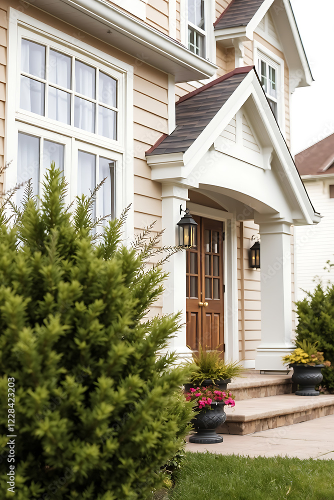 Obraz premium Luxury House Exterior: Dream Home Architectural Design, Landscaping, and Garden