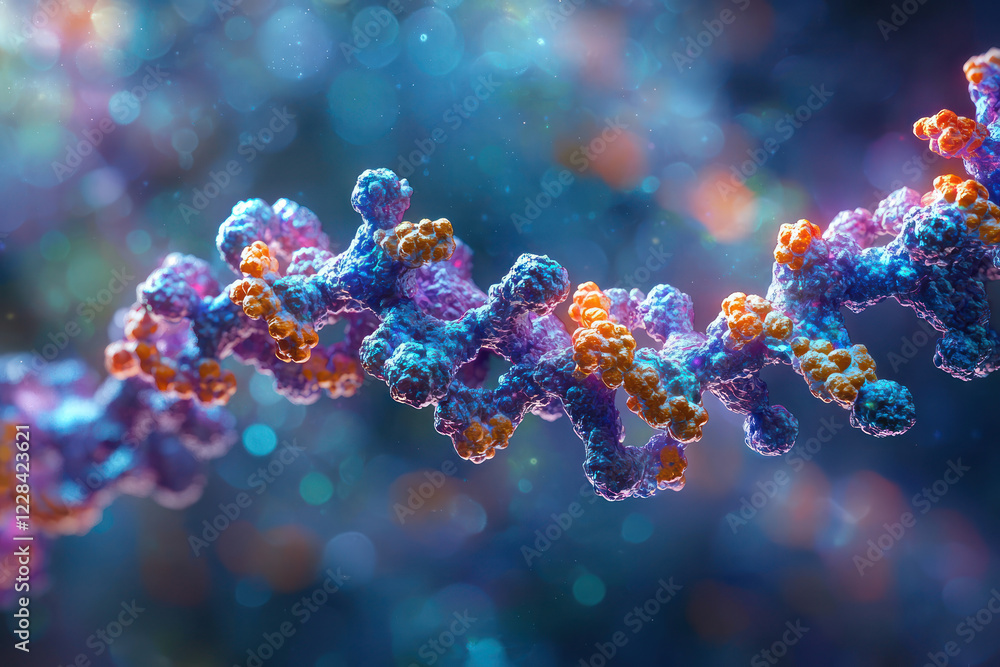 A Molecule structure in biotechnology, showcasing drug discovery and innovation A Molecule structure in biotechnology, showcasing drug discovery and innovation