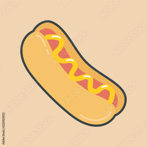 hotdog food with outline flat vector design