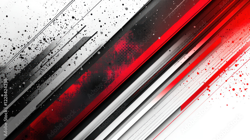 A Bold and energetic design featuring sharp red and black diagonal patterns over white gradient background, creating dynamic A Bold and energetic design featuring sharp red and black diagonal patterns over white gradient background, creating dynamic