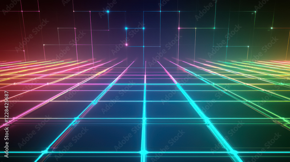 A futuristic layout with glowing grid of squares and nodes vibrant green and blue tones creates mesmerizing digital landscape A futuristic layout with glowing grid of squares and nodes vibrant green and blue tones creates mesmerizing digital landscape