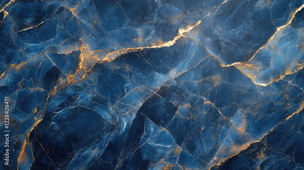 Deep blue marble texture with golden veins, showcasing natural elegance and luxury in design Deep blue marble texture with golden veins, showcasing natural elegance and luxury in design