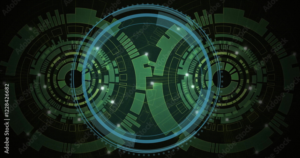 Image of digital circles over scopes scanning