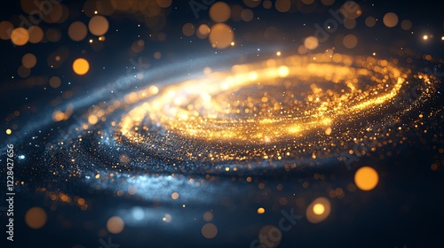 Wallpaper Mural View captivating galaxy rotating with sparkling stars and planets in elegant orbits against a dark cosmic background. Generative AI Torontodigital.ca