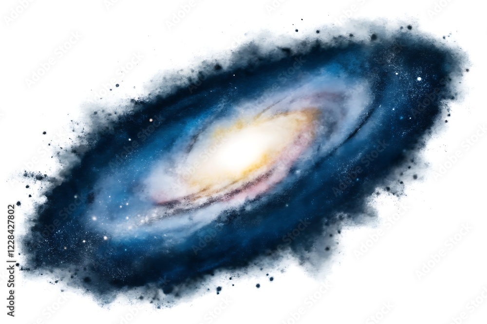 Fototapeta premium Stunning Watercolor Galaxy – Cosmic Spiral Nebula in Abstract Space Art