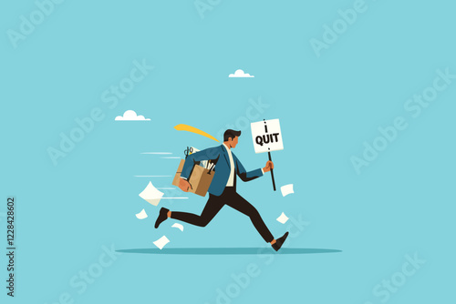 An entrepreneur who decides to quit their job, which can be a symbol of freedom or a major life change