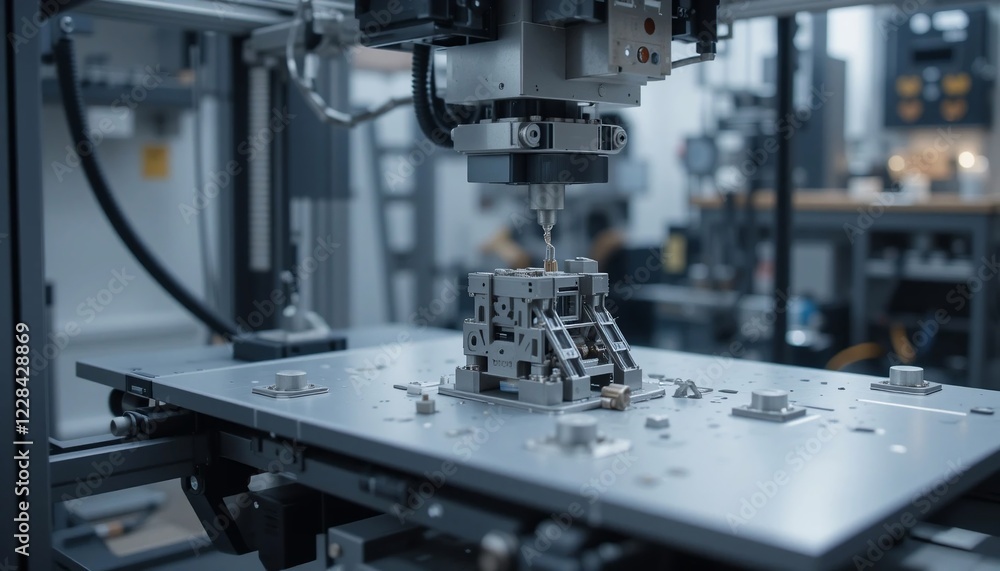 Automated Precision Manufacturing Robotic Arm Assembling Tiny Metal Parts Automated Precision Manufacturing Robotic Arm Assembling Tiny Metal Parts