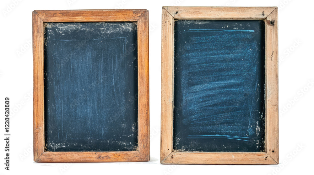Fototapeta premium Realistic Blue Chalkboards in Wooden Frames on Display Generative AI