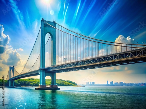 Majestic Verrazano Bridge: Vertical View with Copy Space for Text or Logo photo