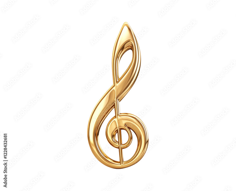 Golden Musical Note on Transparent Background Golden Musical Note on Transparent Background