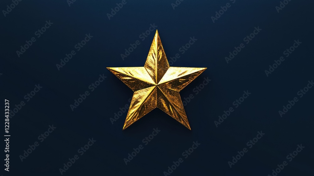 Fototapeta premium Golden Five-Pointed Star with Textured Surface on Dark Background