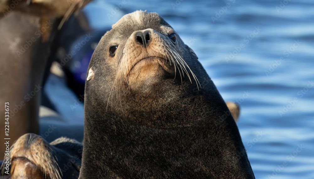 Fototapeta premium Sea Lions on a dock out at Moss Landing Harbor