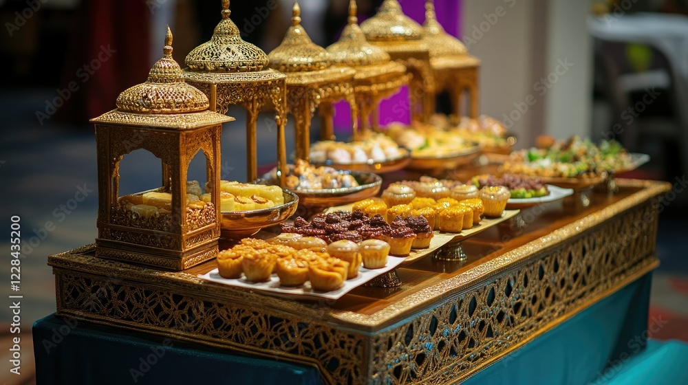 Lavish Golden Dessert Buffet: An Array of Exquisite Sweets Lavish Golden Dessert Buffet: An Array of Exquisite Sweets