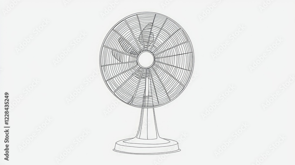 Minimalist Line Art of Electric Fan on Simple Background Design