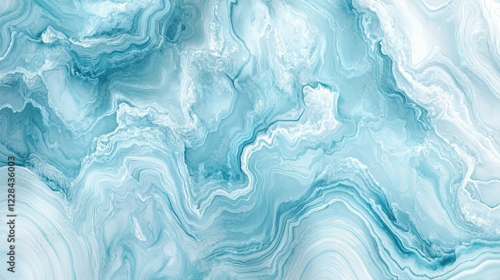 Naklejka premium Abstract blue and white marble texture with swirls, ideal for backgrounds and designs