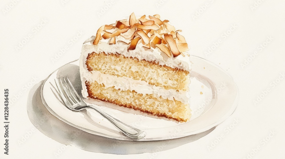 Delightful Coconut Layer Cake with Creamy Frosting and Toppings Delightful Coconut Layer Cake with Creamy Frosting and Toppings