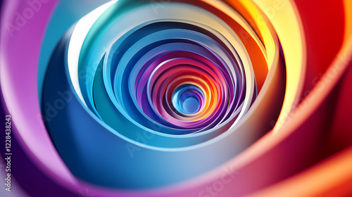 Spiral with concentric coils in random colors ideal as a concept of joy and liveliness. Vibrant Spire. Illustration