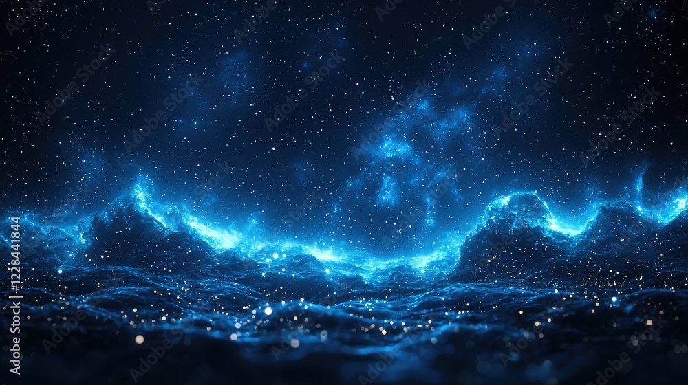 Fototapeta premium Celestial Waves Under a Starry Night Sky