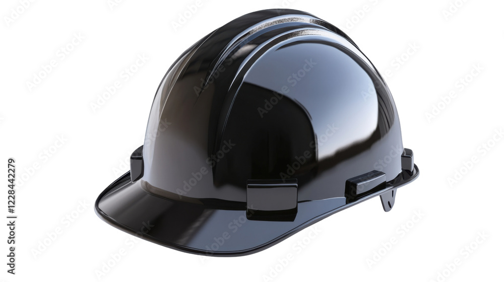 Shiny black construction helmet on transparent background. Transparent background Shiny black construction helmet on transparent background. Transparent background