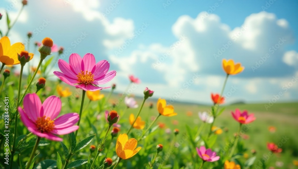 Blooming wildflowers in a meadow, meadow, green Blooming wildflowers in a meadow, meadow, green