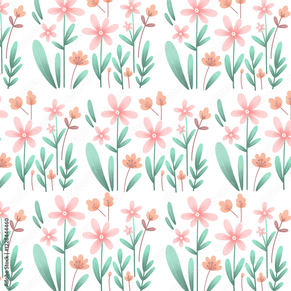 seamless pattern with pink flowers seamless pattern with pink flowers