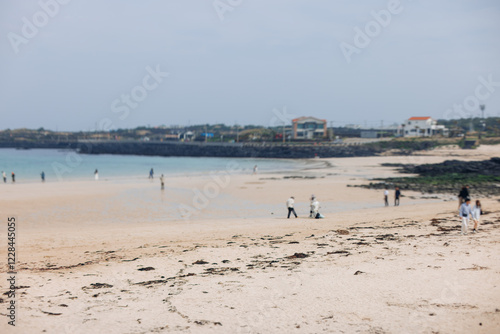 Udo Island, Jeju Island province, South Korea, white sand coral beach, coastline sea landscape sunny view, U Island, Soseom cow island, Jeju-si, Jeju-do, Sanho and Hagosudong beach photo