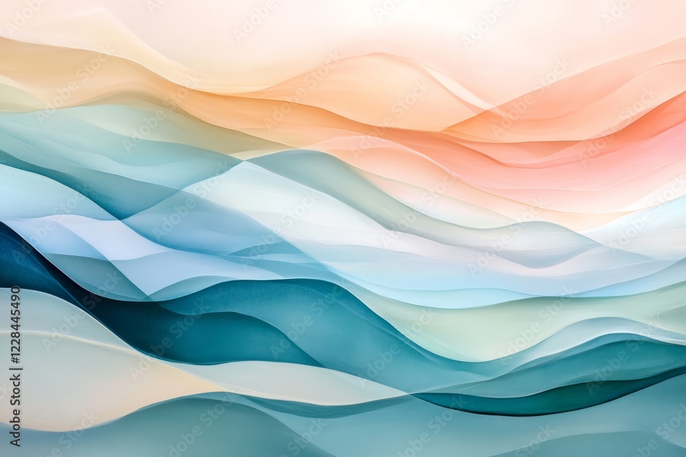 Fototapeta premium Soft waves of pastel tones layered for elegant and calming design