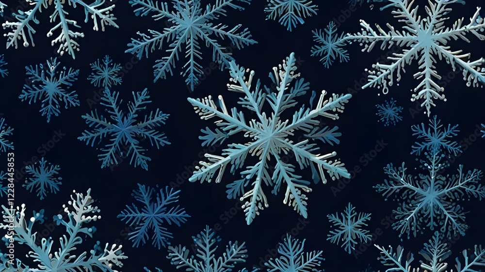 A seamless pattern tile with blue Christmas snowflakes A seamless pattern tile with blue Christmas snowflakes