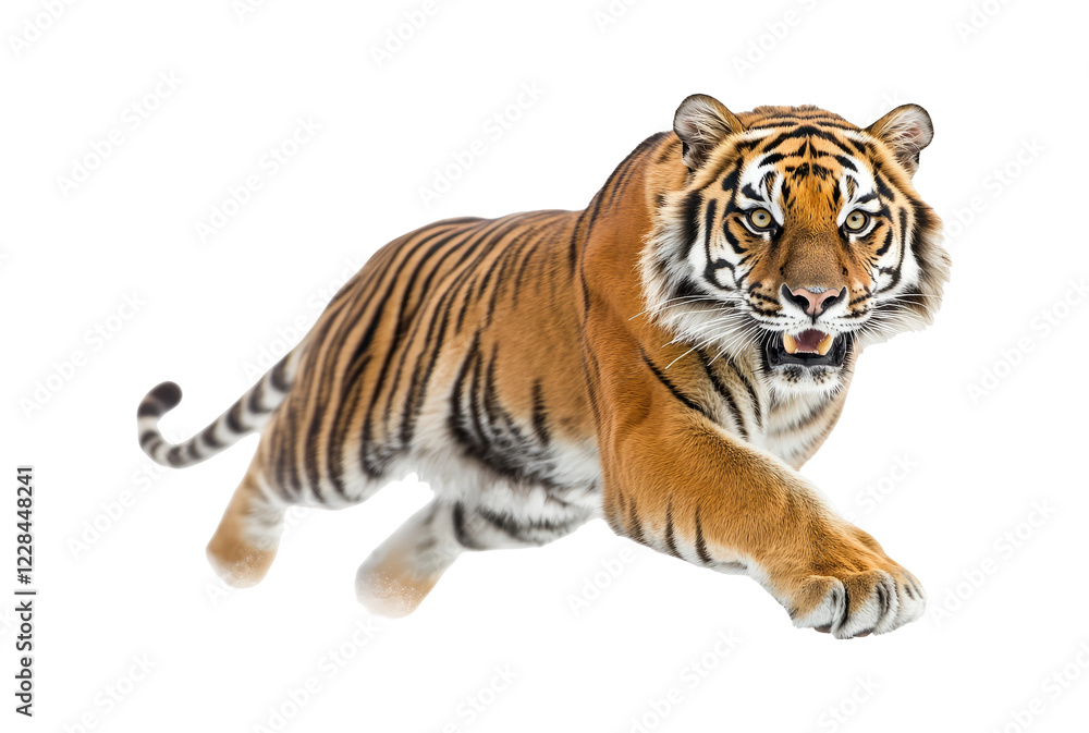 Majestic Tiger in Action on Transparent Background Majestic Tiger in Action on Transparent Background